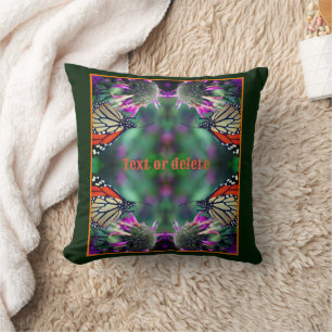 Monarch Butterfly On Flower Abstract Personalized  Throw Pillow