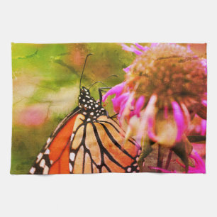 Monarch Butterfly On Flower Close Up Abstract Kitchen Towel