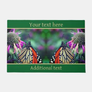 Monarch Butterfly On Flower Close Up Personalized Doormat