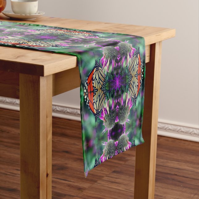 Monarch Butterfly On Flower Nature Abstract   Short Table Runner (In Situ)
