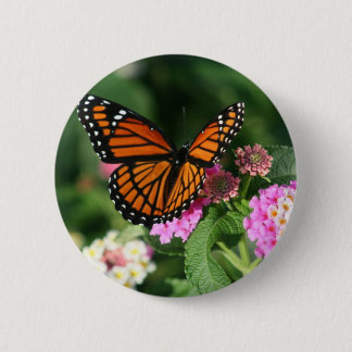 Monarch Butterfly on Lantana Flower 2 Inch Round Button