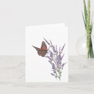 Monarch Butterfly on Lavender Flowers Note Card