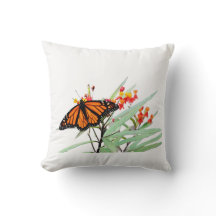 Monarch Butterfly on Milkweed Blooms, White