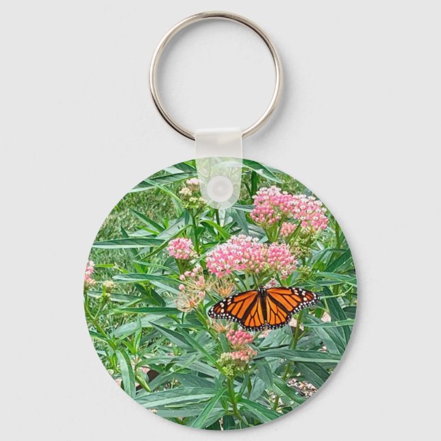 Monarch Butterfly on Milkweed  Keychain (Front)