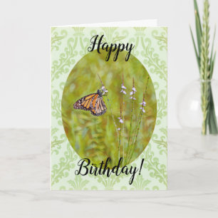 Monarch Butterfly on Pattern Birthday Card