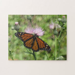 Monarch Butterfly on Pink Thistle Jigsaw Puzzle