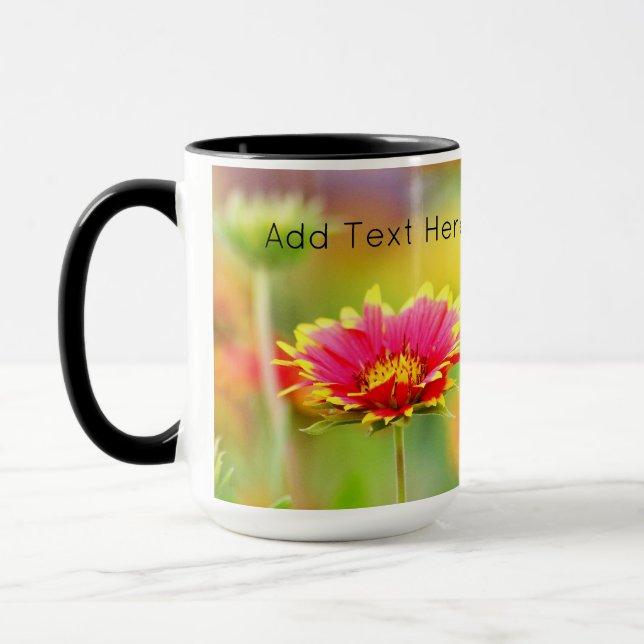 Monarch Butterfly on Red and Yellow Flower Mug (Left)