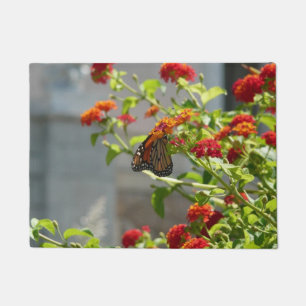 Monarch Butterfly on Red Butterfly Bush Doormat