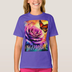 Monarch Butterfly on Rose at Sunset Personalized T-Shirt