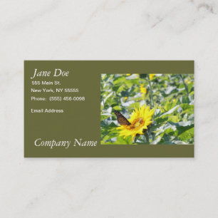 Monarch butterfly on sunflower business card