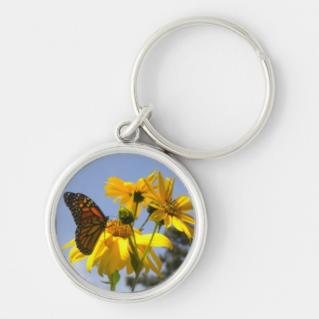 Monarch Butterfly On Sunflower Keychain (Front)