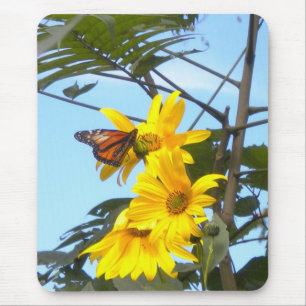 Monarch Butterfly on Sunflower mouse pad