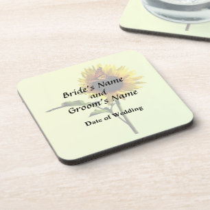 Monarch Butterfly on Sunflower Wedding Products Coaster
