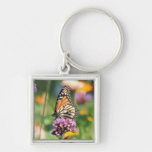 Monarch Butterfly on Verbena Keychain
