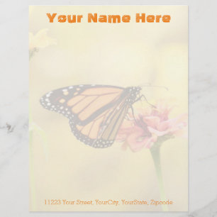Monarch Butterfly on Zinnia Letterhead