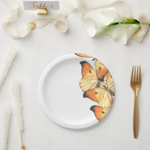 Monarch Butterfly Orange Bridal Shower Invitation Paper Plate