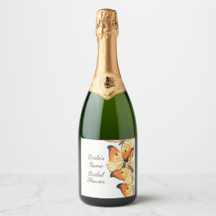 Monarch Butterfly Orange Bridal Shower Sparkling Wine Label