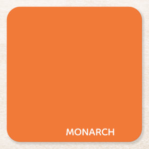 Monarch butterfly orange colour name square paper coaster