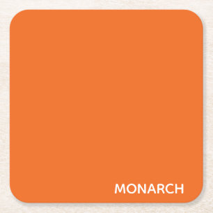 Monarch butterfly orange colour name square paper coaster