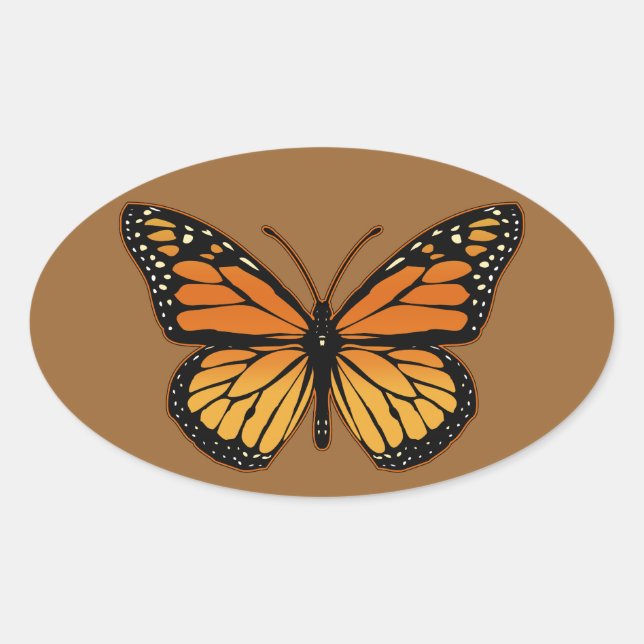 Monarch Butterfly Oval Sticker (Front)