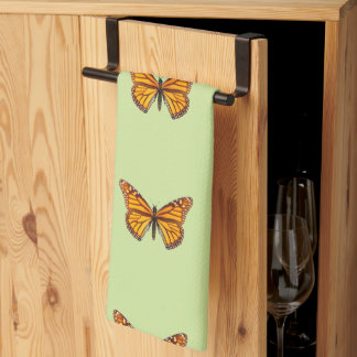 Monarch Butterfly Pastel Green Kitchen Towel