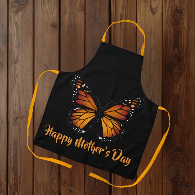 Monarch Butterfly Personalized Black Apron (Creator Uploaded)