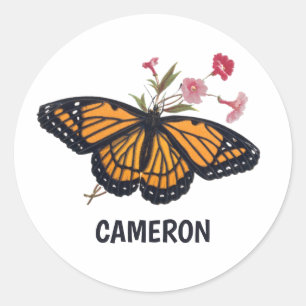 Monarch Butterfly Personalized Kids School Sticker