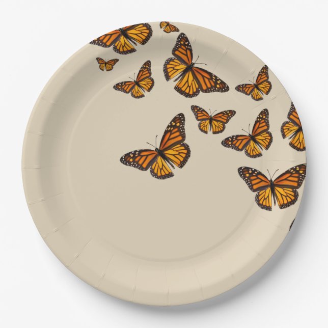 Monarch Butterfly Picnic Party Paper Plates (Front)