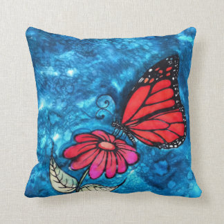 Monarch Butterfly Pillow: Original Silk Painting Throw Pillow