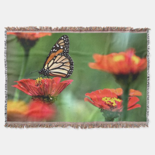 Monarch Butterfly Pollination Throw Blanket (Front)
