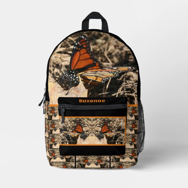 Monarch Butterfly Posing Nature Personalized Printed Backpack (Front)