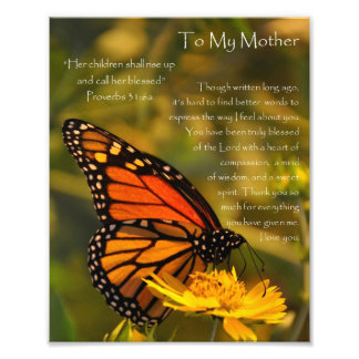 Monarch Butterfly "Proverbs 31:6" Mother Thank You Photo Print