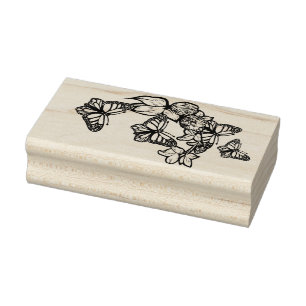 Monarch Butterfly Red Clover Nature                Rubber Stamp