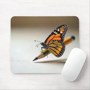 Monarch Butterfly Resting On a Pencil Mouse Pad