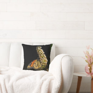 Monarch Butterfly Resting Throw Pillow