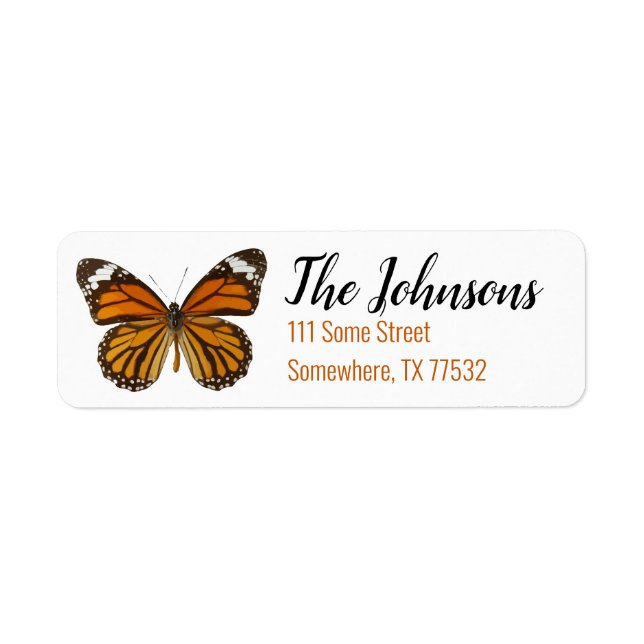 Monarch Butterfly Return Address Labels (Front)