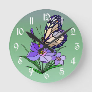 Monarch Butterfly Round Clock
