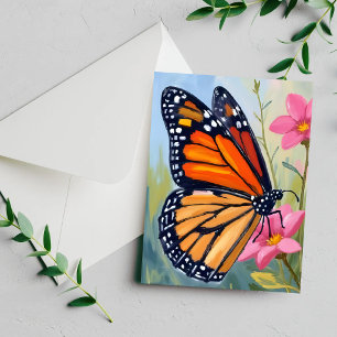 Monarch Butterfly Watercolor Floral Garden Card