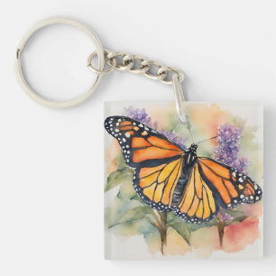 Monarch Butterfly Watercolor Print Keychain