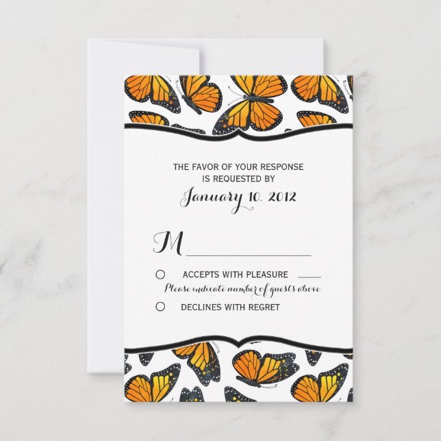 Monarch Butterfly Wedding RSVP (Front)