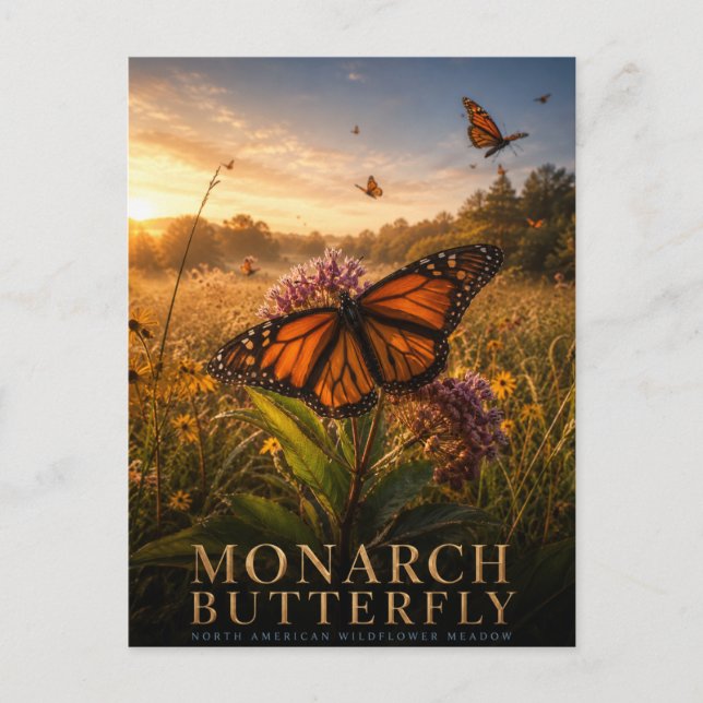 Monarch Butterfly Wildflower Meadow ANIMALS Postcard (Front)