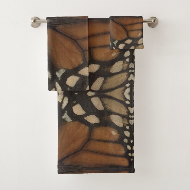 Monarch Butterfly Wing Close Up Pattern  Bath Towel Set (Insitu)