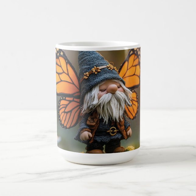 Monarch Butterfly Winged Gnome - Fantasy Creature Coffee Mug (Center)