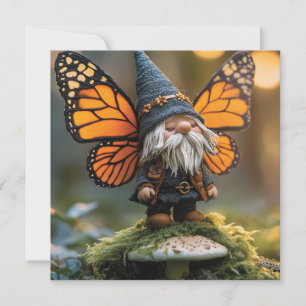 Monarch Butterfly Winged Gnome - Fantasy Creature Holiday Card