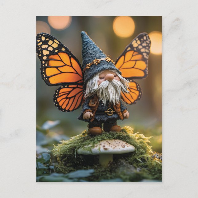 Monarch Butterfly Winged Gnome - Fantasy Creature Postcard (Front)