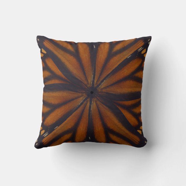 Monarch Butterfly Wings Circular Pattern Close Up  Throw Pillow (Back)