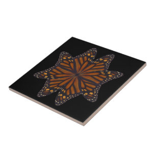 Monarch Butterfly Wings Circular Pattern  Tile