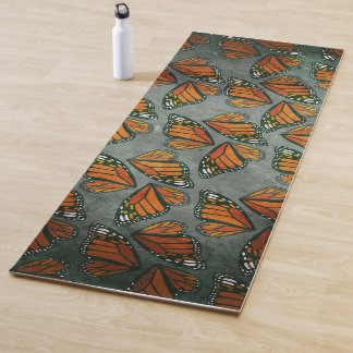Monarch Butterfly Wings Muted Marbled Green Grey Yoga Mat