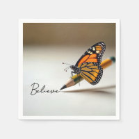 Monarch Butterfly With Believe Text