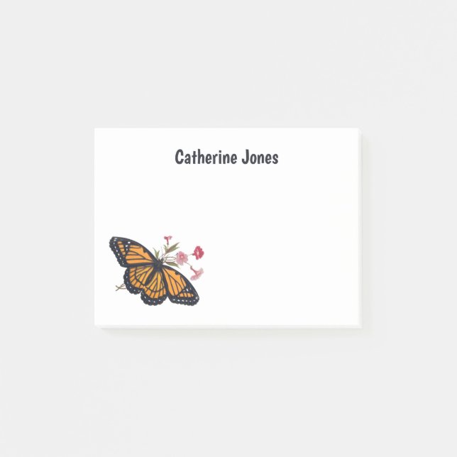 Monarch Butterfly With Name Personalized Notes (Front)